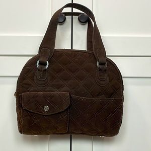 Vera Bradley quilted microfiber bowler bag in Espresso with matching wallet